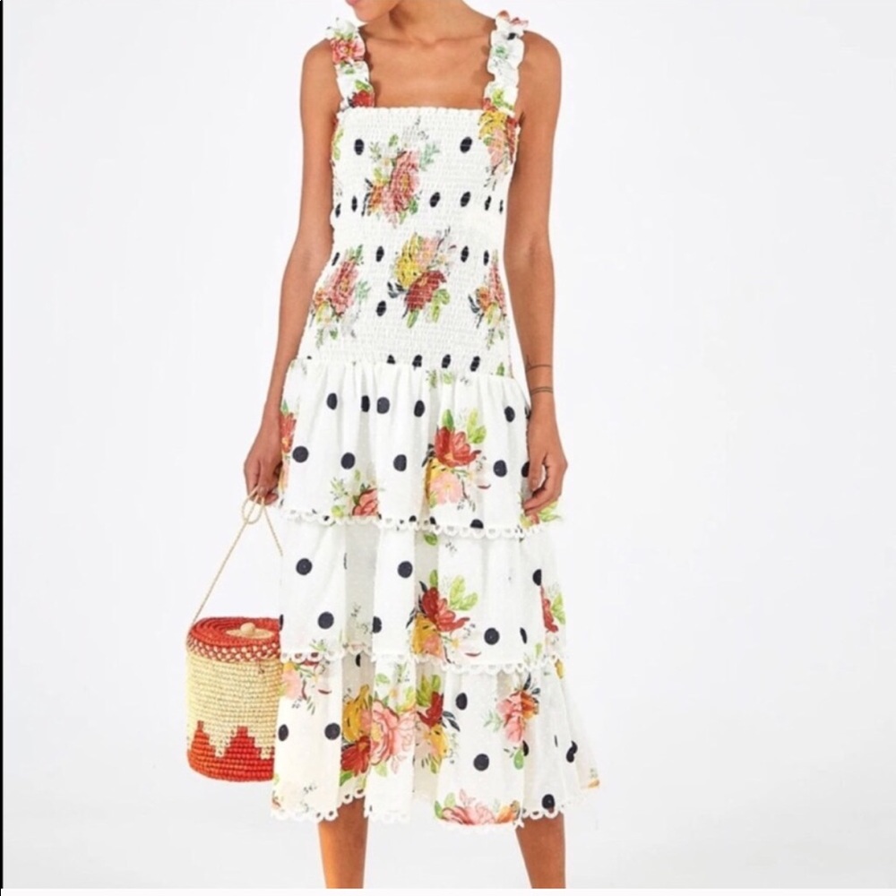 FARM RIO White Nanaju Midi Dress